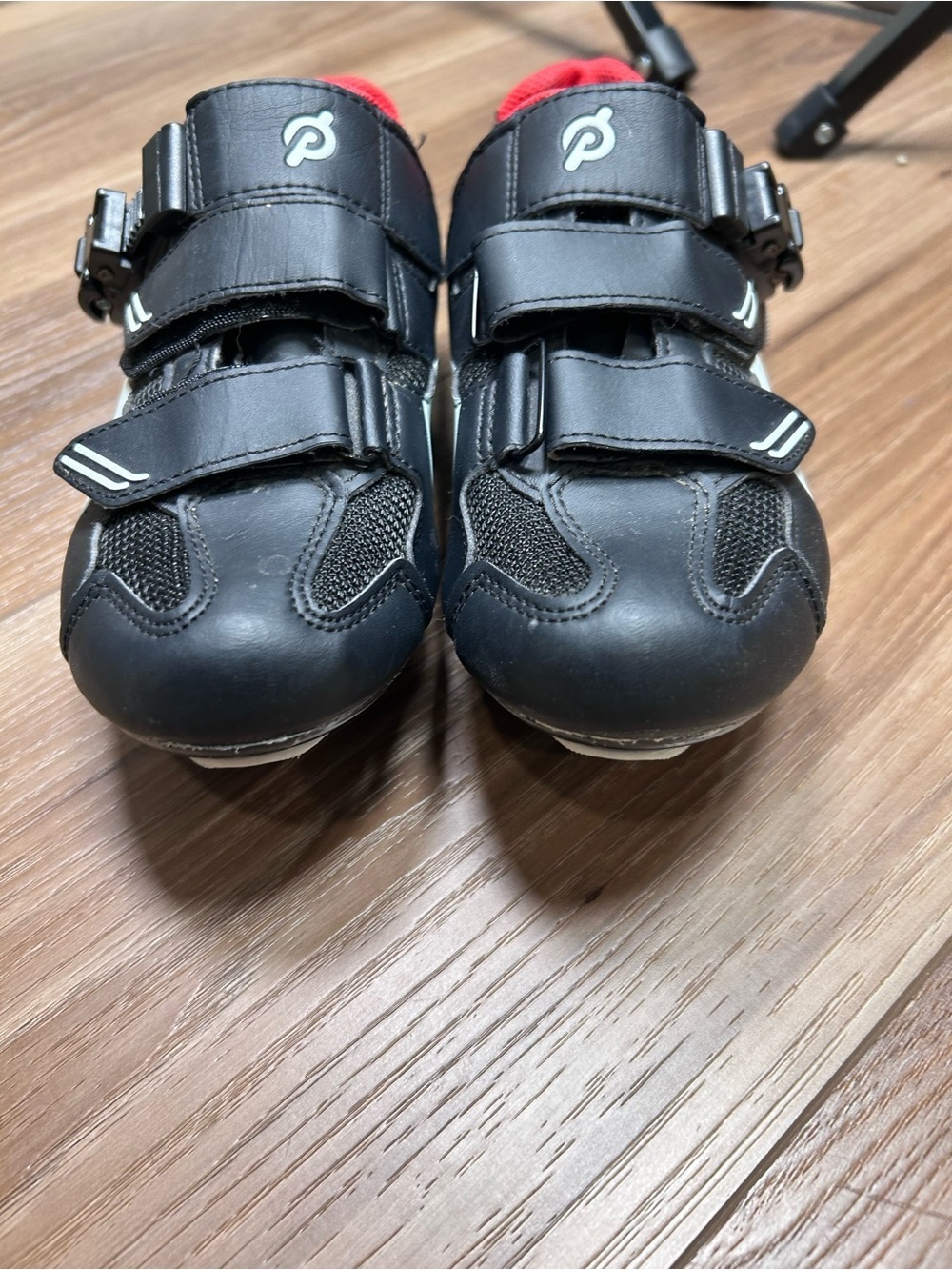 Peloton women’s bike shoes size 38/7 delta clips spinning biking black red - Picture 5 of 7